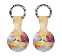 Arctic Bear Brown Bears Trees Funny GPS Cases Holder with Key Chain Ring Protective Cover Compatible with Airtag 2PCS