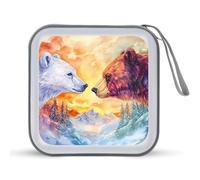 Arctic Bear Brown Bears Trees Printed CD Case Hard Plastic Protective DVD Storage Binder Bag for Home Office