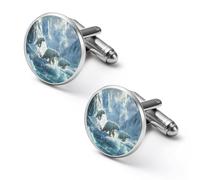 Arctic Bear On The Glacier Shirt Cufflinks for Men Cuff Links Tie Father Husband Wedding Business 2.0cm