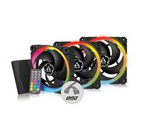 ARCTIC BioniX P120 A-RGB (3 Pack, incl. A-RGB Controller) - 120 mm Pressure-Optimised Fan with A-RGB, PWM, Cooler, Fluid Dynamic Bearing, 400-2300 RPM - Black