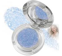 Arctic Blue Shimmer Single Eyeshadow - Cool Luminous Sparkle Eye Shadow Powder for Eyes & Face Highlight, Smooth Blendable Texture, Buildable Radiant Finish, Portable Compact with Mirror