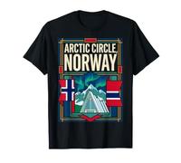 Arctic Circle Norway Flag Northern Lights Travel Graphic T-Shirt