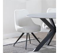 Arctic Dining Chair - Swivel - Cream Boucle Fabric - Black Legs