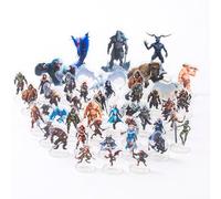 Arctic DND Miniatures Set: 42 Double-Sided Flat Acrylic Figures w/25 Bases for Dungeons and Dragons 5E & Pathfinder CR 0-20 Starter Kit 1" Grid TTRPG Accessories Portable DM Gift Catalog