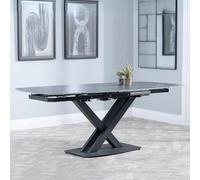 Arctic Extending Dining Table - 4-8 Seater - 140cm-200cm - Black Ceramic Swivel Top - Cross Base