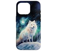 Arctic Fox Aurora Under a Moon and Starry Sky Watercolor Case for iPhone 16 Pro