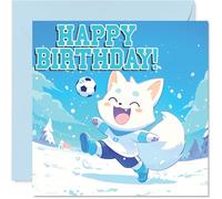 Arctic Fox Birthday Card for Men, Football Animals