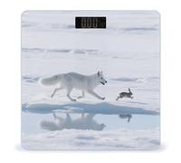 Arctic Fox Chases Weight Scale Cute Bathroom Scale for Body Highly Accurate Digital Weighing Machine for People Compact LCD Display Scales with Sturdy Toughened Glass Scales
