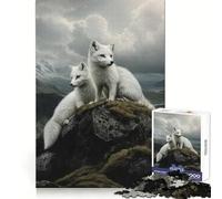 Arctic Fox Duo Hard Jigsaw Puzzle for Adults 1000 Pieces Restful Game Smooth Joint Family Bond Art Decor (38x52cm)