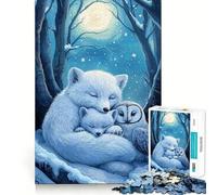 Arctic Fox Family for Adults 1000 Piece Jigsaw Puzzle Indoor Fun Smooth Thick Family Activity Birthday Art Gift (38x26cm)