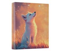 Arctic Fox Grassland Golden Blue 3 - Ring Binders with 1.57" Round Rings Fit 200 Sheets of 8.5x11 Inches Paper for Classroom Home School Office Meeting, 12.4x10.63x2.36 Inches