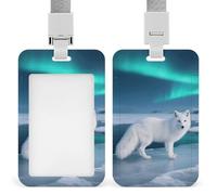Arctic Fox ID Badge Holder - Retractable Badge Reel, Vertical Card Name Tag Holder with Breakaway Lanyard, ID Cards Holders Case for Nurse Security Staff Women Men