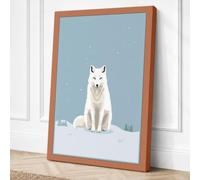 Arctic Fox in Snow Minimalist Canvas Wall Art Print 18x12 Inch