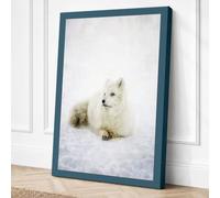 Arctic Fox in Snow Minimalist Canvas Wall Art Print 30x20 Inch