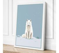 Arctic Fox in Snow Minimalist Canvas Wall Art Print 36x24 Inch