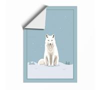 Arctic Fox in Snow Minimalist Unframed Wall Art Print A3 (42×29.7cm), Wall Decor for Living Room, Bedroom, Office & Home, Art Gift