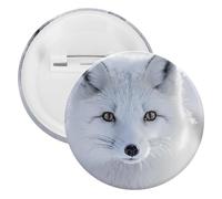 Arctic Fox in Snowy Day Novelty Buttons & Pins Lightweight Tinplate Lapel Badges Brooches Jewelry Gifts