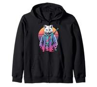 Arctic Fox Samurai Sunset Streetwear Animals Zip Hoodie
