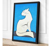 Arctic Fox Seated Mid Century Canvas Wall Art Print 18x12 Inch