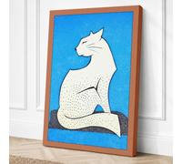Arctic Fox Seated Mid Century Canvas Wall Art Print 24x16 Inch