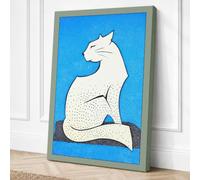 Arctic Fox Seated Mid Century Canvas Wall Art Print 30x20 Inch