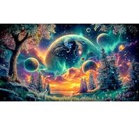 Arctic Fox Under Aurora 1000 Pc Adult Jigsaw Puzzle - Fun Challenging Educational Game Decompression 75x50/1000pcs