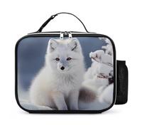 Arctic Foxes in The Snows Lunch Bag Insulated PU Bento Box Tote Bags Lunchbag for Women Men Work Picnic