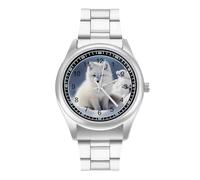 Arctic Foxes in The Snows Quartz Watch Stainless Steel Wrist Watches for Men Women Easy to Read