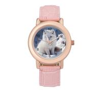 Arctic Foxes in The Snows Wrist Watches for Women Men Quartz Stainless Steel Watch Easy to Read