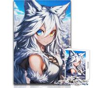 Arctic Foxgirl in The City Adult Jigsaw Puzzles1000 Pieces Brain Challenge Learning Game Thoughtful Surprise for Celebrations Size 38x52cm