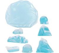 Arctic Glacier Resin Iceberg Model with Penguin Scene - 8Pcs Aquarium Ornament, Cake Topper, Christmas Decoration