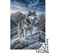 Arctic Gray Wolf 1000 Piece Jigsaw Glacial Mountains As A Gift Mental Relaxation Birthday Present Wall Decor Framed Puzzle Art for Adults 70x50cm/1000pcs
