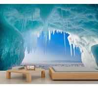 Arctic Ice Cave Wall Mural Glacier Icicle Mural Large Ice Cave Murals Frozen Nature Wallpaper for Bedroom Kitchen Dining Room Tv Background Wall 100 x 70 cm