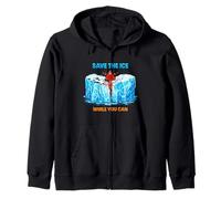 Arctic Ice Climate Awareness Environmental Illustration Zip Hoodie