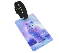 Arctic Iceland Fox 2 Pcs Luggage Tags, Privacy Cover ID Label Loop and Address Card for Travel Bag Suitcase
