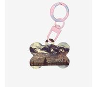 Arctic Landscape Alaska Mountains Scenery Printing 1 Pc Dog Bone Shape Id Tags Double Sided with Key Ring Craft for Pets