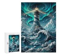 Arctic Lighthouse Under Aurora Borealis Jigsaw Puzzle, 300 PCS, Relaxing Activity for Adults, A Creative Way to Unwind after A Busy Day, for Family Fun