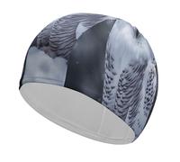 Arctic Owl Bathing Cap High Elasticity Swimming Caps Fit Both Long Hair Short Hair Comfortable Large Shower Cap for Drag Reduction and Hair Protection