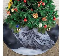 Arctic Owl Christmas Tree Skirt 48" Plush Soft Artificial Tree Mat Cover Merry Christmas Xmas Tree Skirt for Christmas Decoration Holiday Indoor Outdoor Winter Party Decor