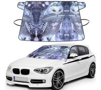 Arctic Owl Printed Car Windshield Snow Cover, Waterproof Windshield Cover for Ice, Snow & Sun, Fits Most Cars & SUVs - 69x42.5''