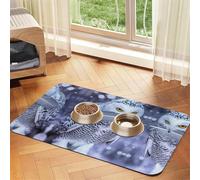 Arctic Owl Printing Pet Absorbent Tablecloth, Special Pad For Pet Bowls, Rollable For Storage, Ideal For Pet Bowls