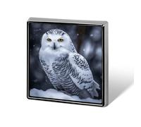 Arctic Owl Square Badges Metal Memorial Pins Exquisite Button Badge Lapel Pins Fashion Square Brooch Crafts Gifts Clothes Decorative Pin for Adult Brooch