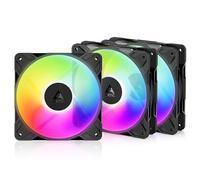 ARCTIC P12 Pro Reverse A-RGB - 3 Pack - 120 mm Premium Fan with Reverse Airflow, PWM Fan with Y cable splitter, 500-3000 rpm, 0 rpm <5% PWM, 5V Digital RGB, hydrodynamic bearing, 4-Pin - Black