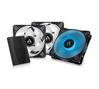 ARCTIC P12 PWM PST RGB (3 Pack, incl. Controller) - PC Fan, 120mm Fan, PC Case Fan, Optimized for static pressure, Semi-passive: 200-2000 rpm, 12V 4 pin RGB LED - Black