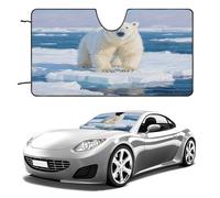 Arctic Polar Bear Car Windshield Sun Shade - Reflector Sunshade Offers Ultimate Protection for Car Interior, Cool Reflective Sun Blocker Fits Small Sedans, Mini SUVs 55"x30"