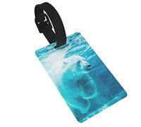 Arctic Polar Bear Dipping Into Water Swimming Ursus Maritimus Underwater View 2 Pcs Luggage Tags, Privacy Cover ID Label Loop and Address Card for Travel Bag Suitcase