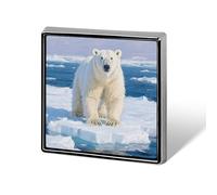 Arctic Polar Bear Lapel Pin, Metal Square Lapel Pins, Fashion Badge for Shirts, Jackets, Hats