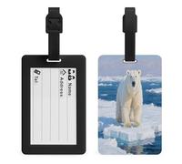 Arctic Polar Bear Luggage Tags Suitcases - TPU Travel Bag Tags with Name Id Label and Black Loop - Unique Cute Id Labels for Women Men Suitcase Baggage Bag Backpack Instrument