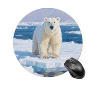 Arctic Polar Bear Mouse Pad Round Laptop Mouse Mat Cute Computer Mousepad Keyboard Pad Non-Slip Desk Pads for Gaming Office Work Home
