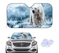 Arctic Polar Bear On Ice Windscreen Cover Sunshades, Frost Frost Guard Winter Windshield Cover, Car Accessories Windshield Car Gifts for Men Screen Protector Window for Suv Van (140× 70 cm)
